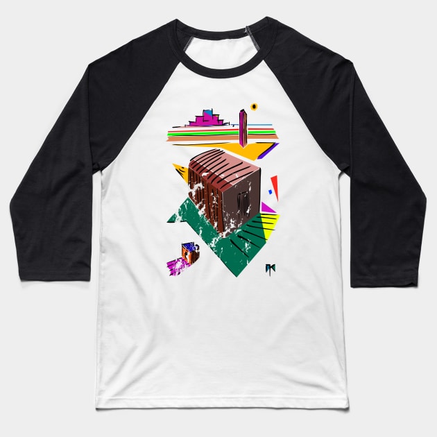 Vintage abstract architecture Baseball T-Shirt by Nikokosmos